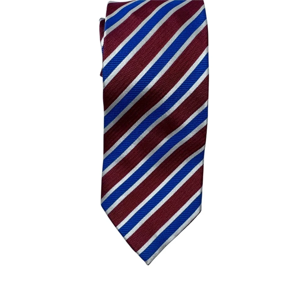 Bird Dog Bay Necktie Mens OS Red Blue Silk Wool Repp Stripe Preppy Classic